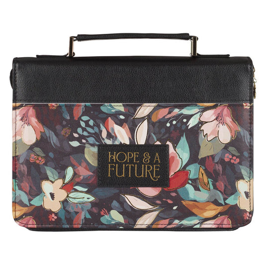 BIBLE COVER BLACK FLORAL HOPE: Jeremiah 29:11