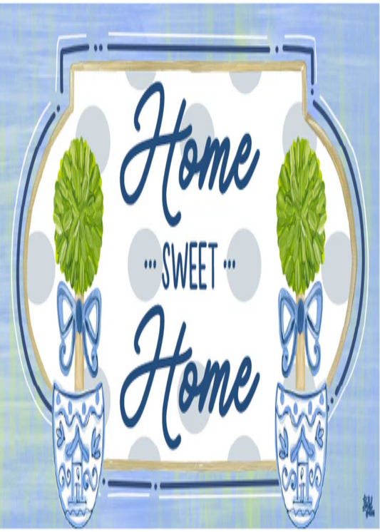 HOME SWEET HOME DOORMAT: BLUE RIBBON