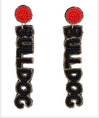 BULLDOG BEADED EARRINGS