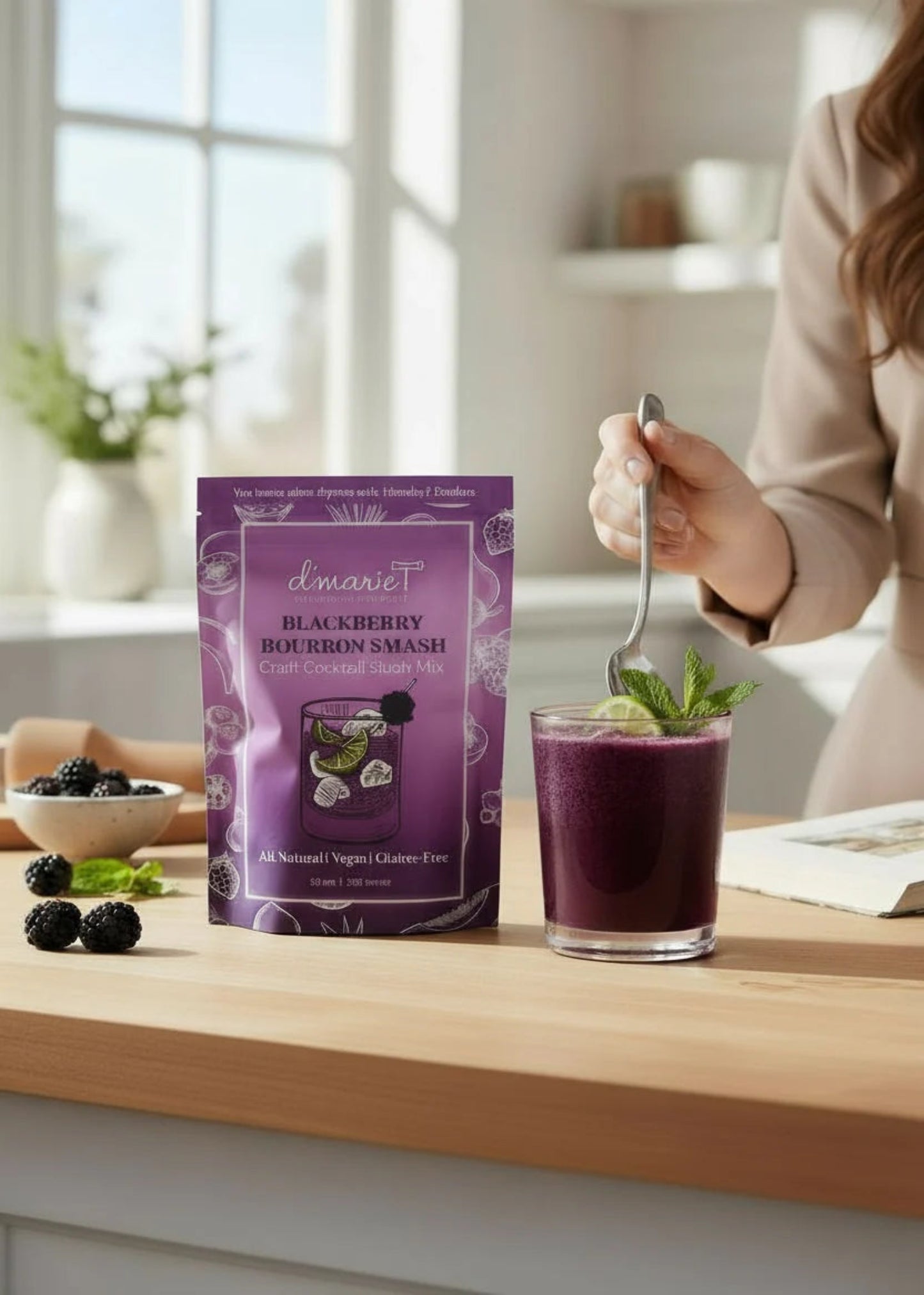 Blackberry Bourbon Smash Cocktail -Slushie Ready to freeze Cocktail