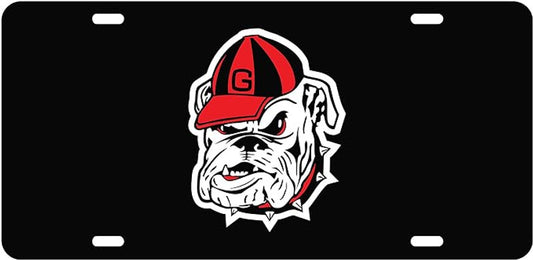 Georgia Bulldogs Black Old Bulldog Head License Plate