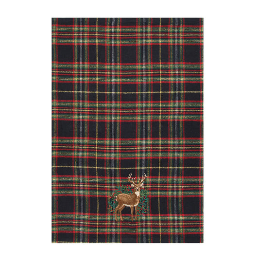 DEER BOTANICAL PLAID TOWEL