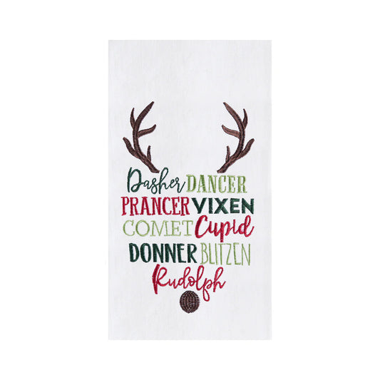 REINDEER NAMES KITCHEN TOWEL