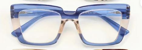 RETRO SQUARE READING GLASSES +150 - BLUE TEA