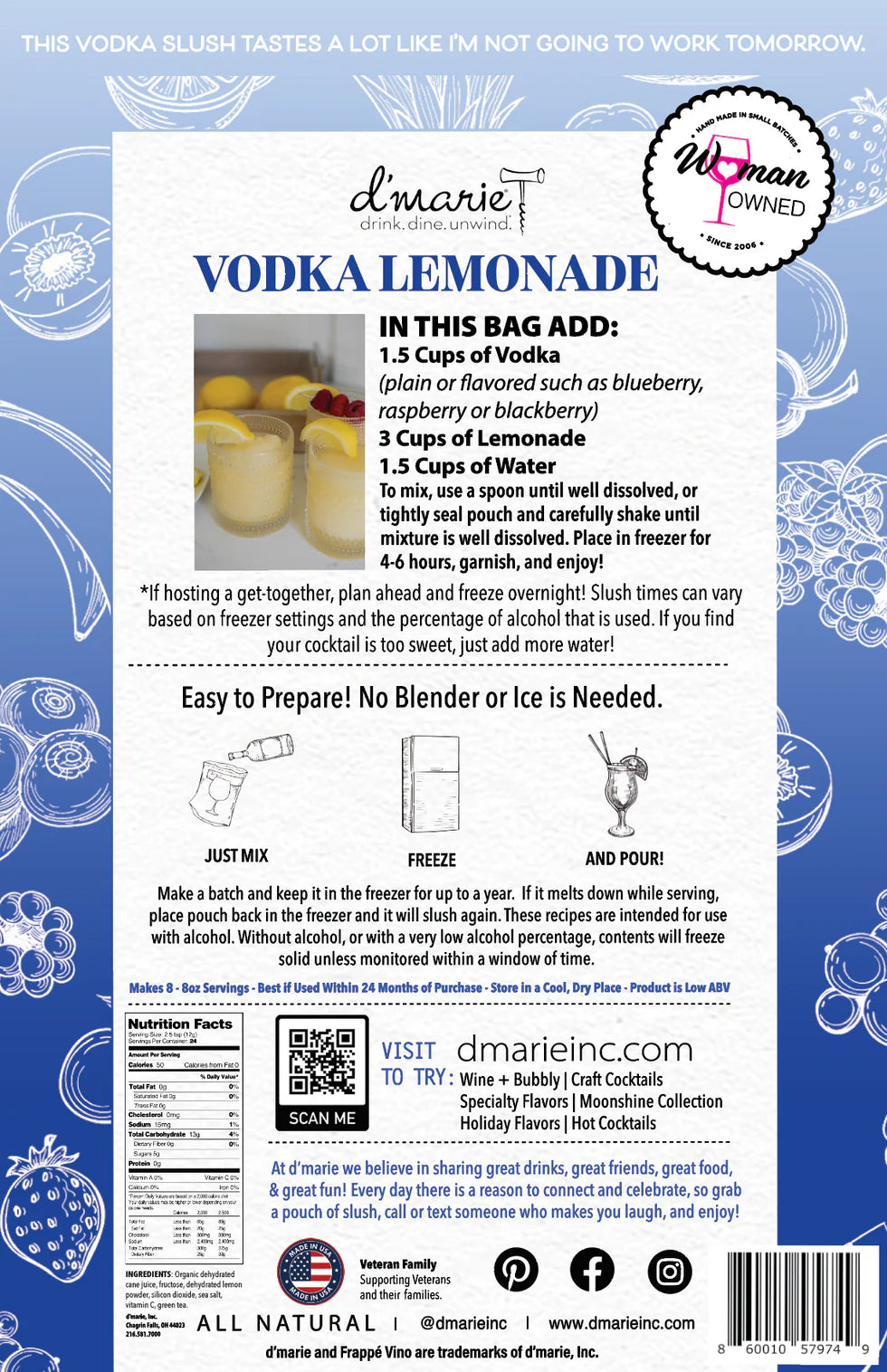 VODKA LEMONADE CRAFT COCKTAIL SLUSH MIX SMALL