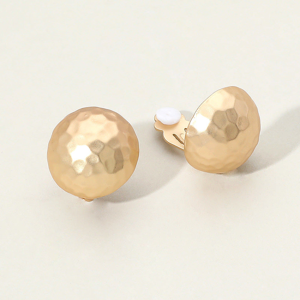Matt Hammered Metal Dome Clip On Earrings