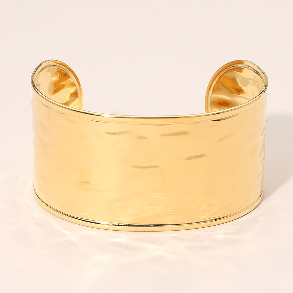 Stainless Steel Hammered Wide Cuff Bracelet