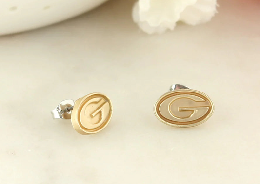 GEORGIA MATTE GOLD LOGO STUDS