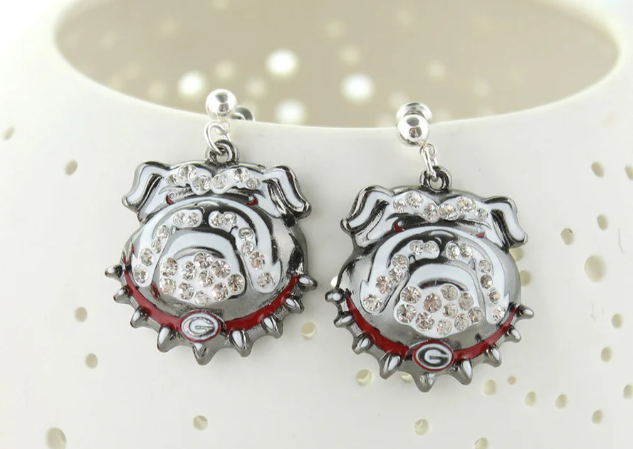 GEORGIA CRYSTAL BULLDOG EARRINGS