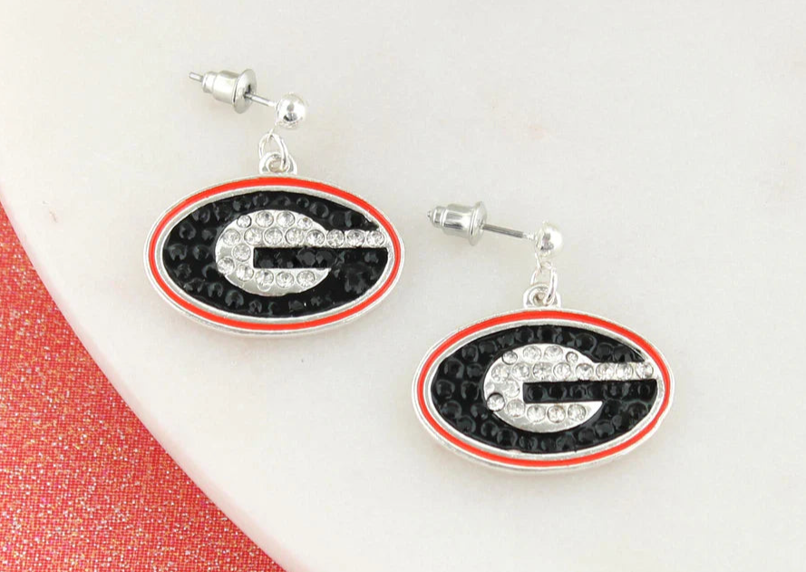 GEORGIA CRYSTAL LOGO EARRINGS