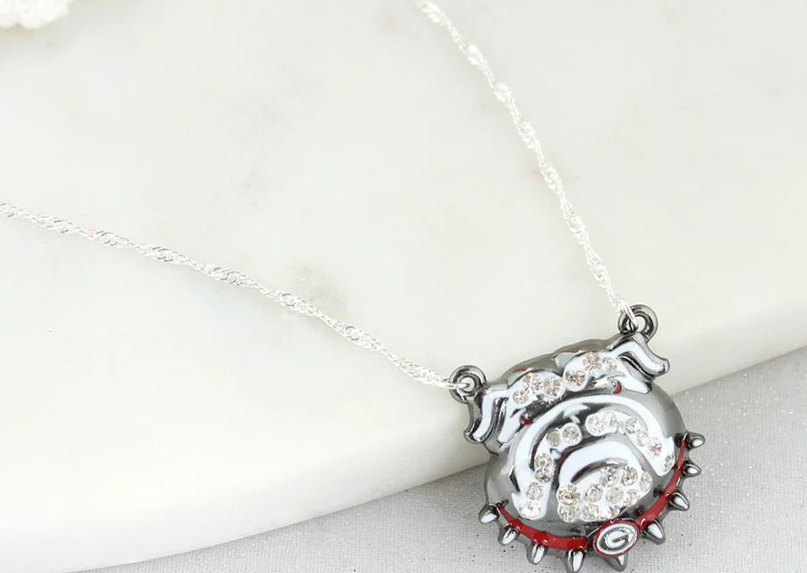 GEORGIA CRYSTAL BULLDOG NECKLACE