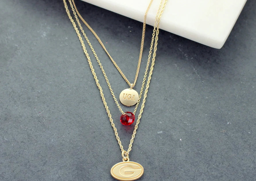 GEORGIA MATTE GOLD LOGO TRIO NECKLACE