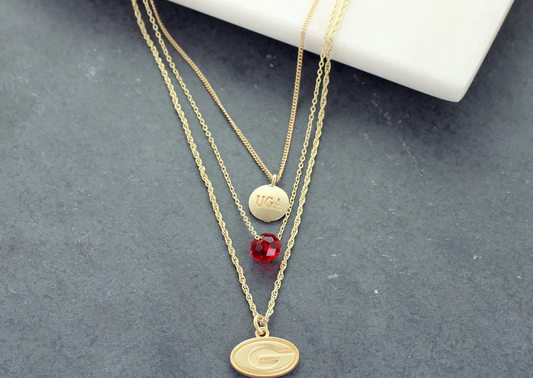 GEORGIA MATTE GOLD LOGO TRIO NECKLACE