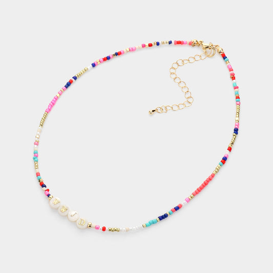 WWJD Message Pointed Beaded Choker Necklace