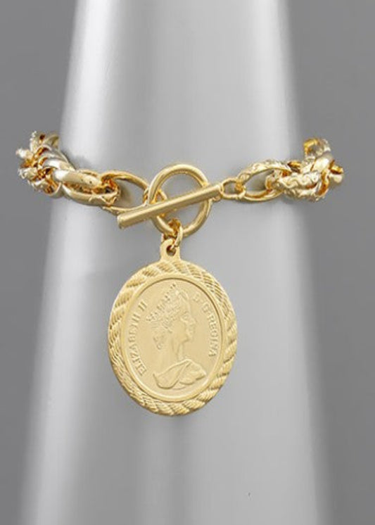 LARGE COIN & CHAIN BRAC