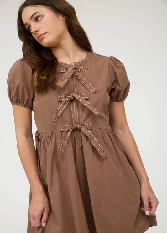 VERONICA MINI DRESS: BROWN