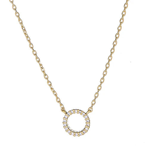 Small Outline Circle Necklace - YELLOW