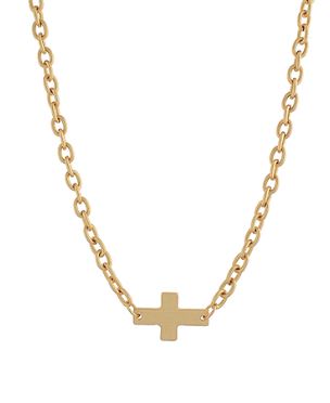 HAMMERED CROSS CHAIN NECKLACE - MATTE GOLD
