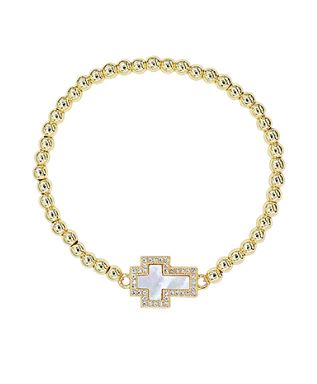 CROSS BALL BRACELET - GOLD/CREAM