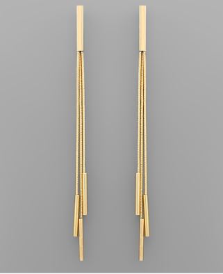 GOLD STRAND DANGLING EARRINGS