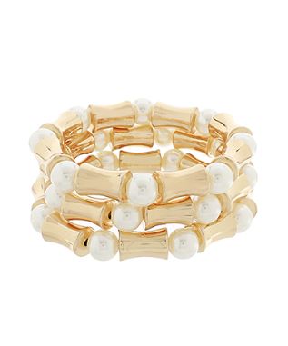 PEARL BRACELET SET - GOLD/CREAM