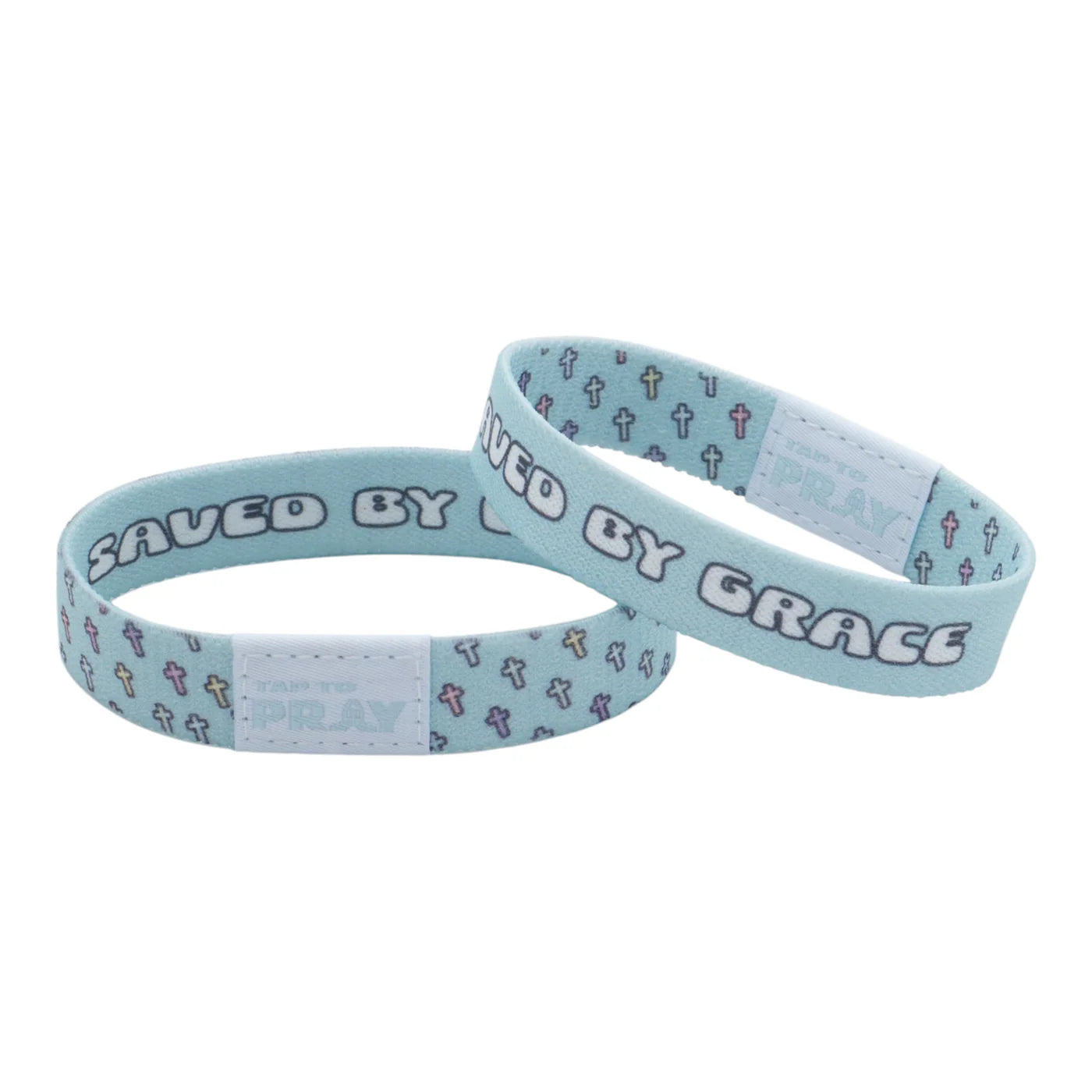 Tap To Pray Wristbands - CROSSES - SAVED BY GRACE