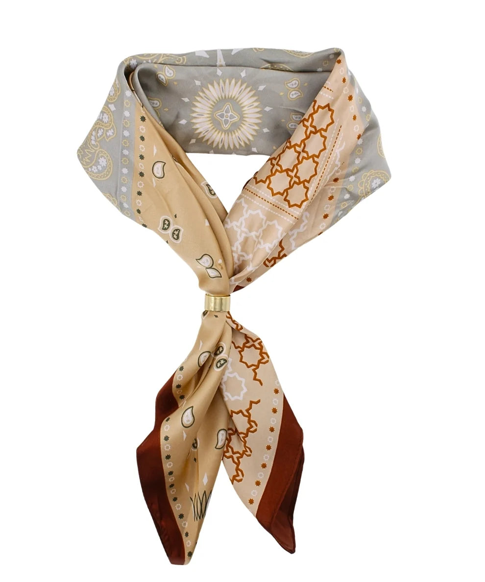 PRINTED SCARF WITH GOLD RING