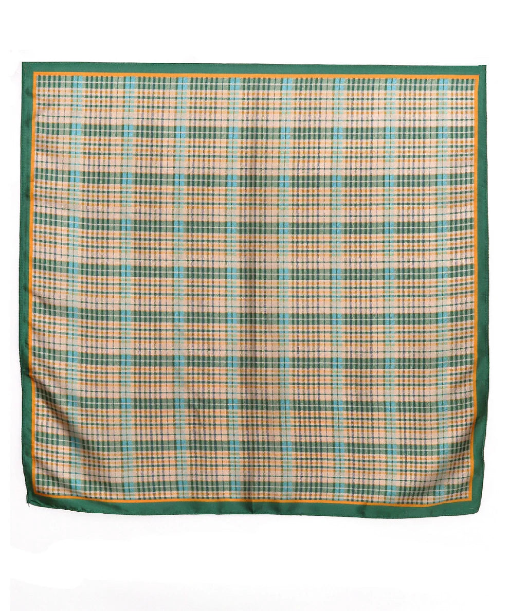 PLAID PRINTED SILKY BANDANA SCARF