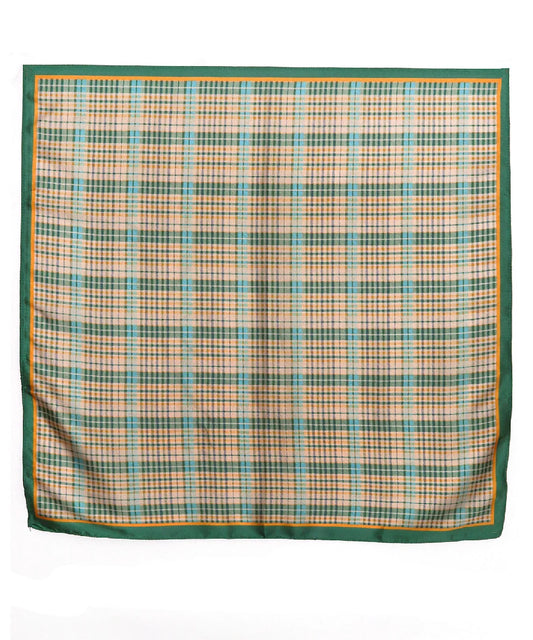 PLAID PRINTED SILKY BANDANA SCARF
