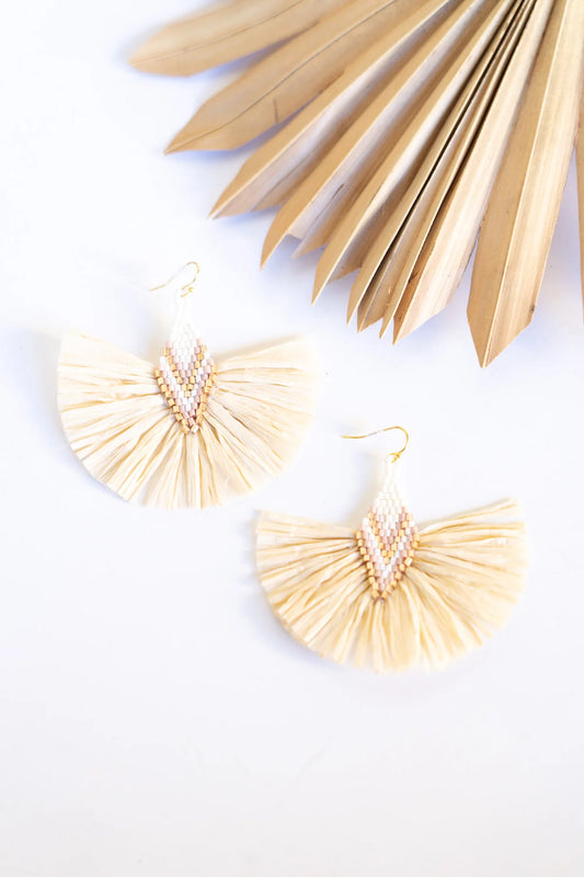 CLEO RAFFIA EARRINGS - NATURAL