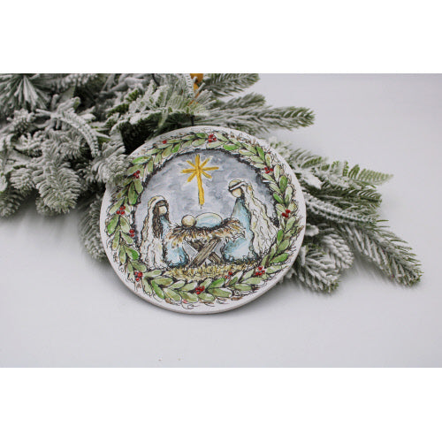 WOOD ORNAMENT NATIVITY BEAD HANGER