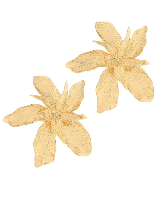 Textured Flower Earrings - GOLD