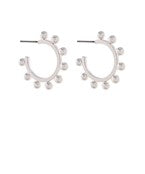 METAL BALL HOOP EARRINGS - SILVER