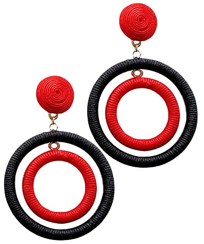 RED AND BLACK CIRCLE EARRINGS