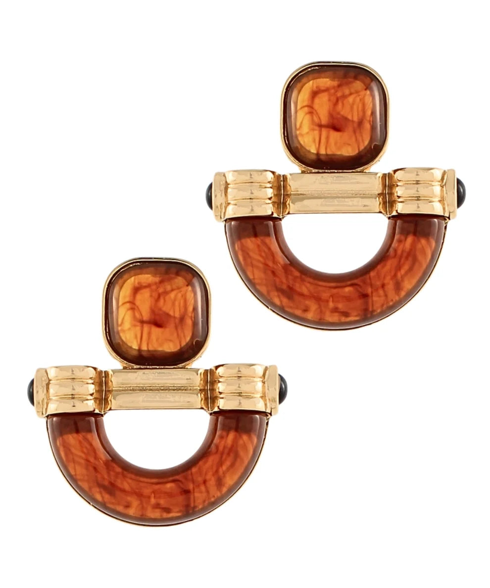 Door Knocker Resin Earrings - Brown