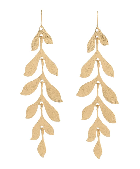 Linear Leaf Long Earrings