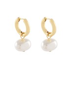 OVAL PEARL DANGLE EARRINGS - CREAM