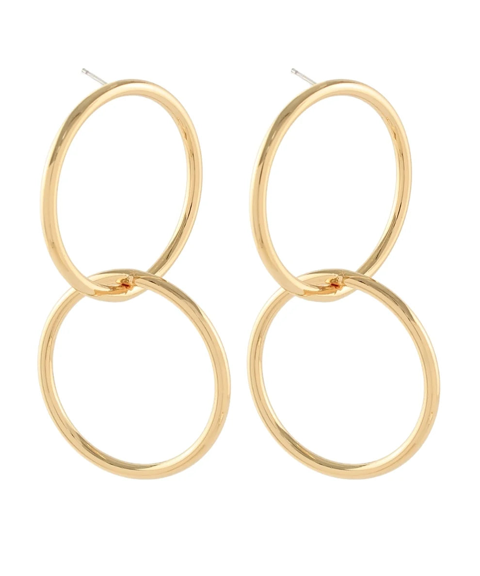 LINKED RING EARRINGS - GOLD