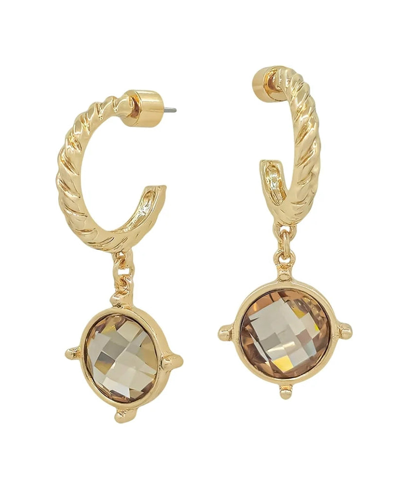 STONE DANGLE EARRINGS  CHAMPAGNE