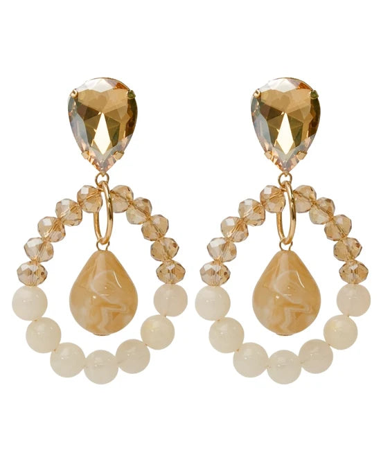 BEADED DANGLE TWO TONED EARRINGS