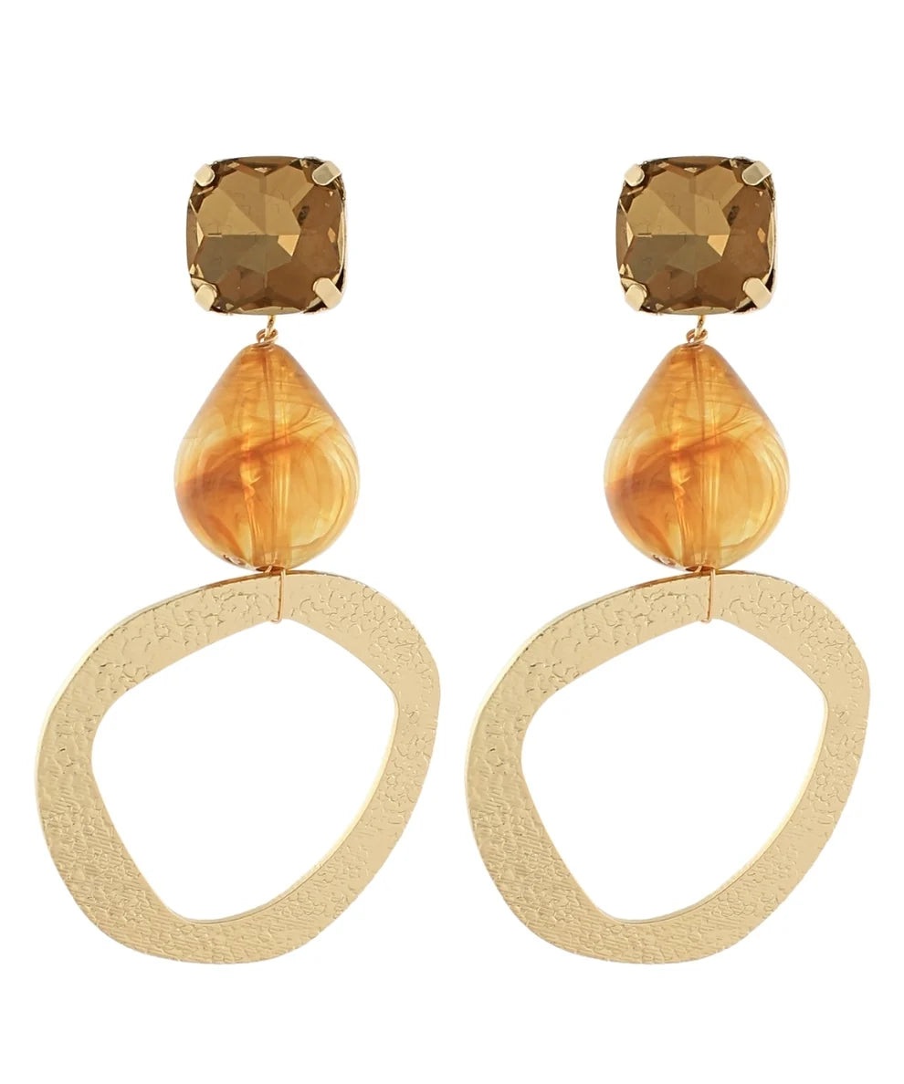 JEWEL AND GEOMETRIC CIRCLE DROP EARRINGS