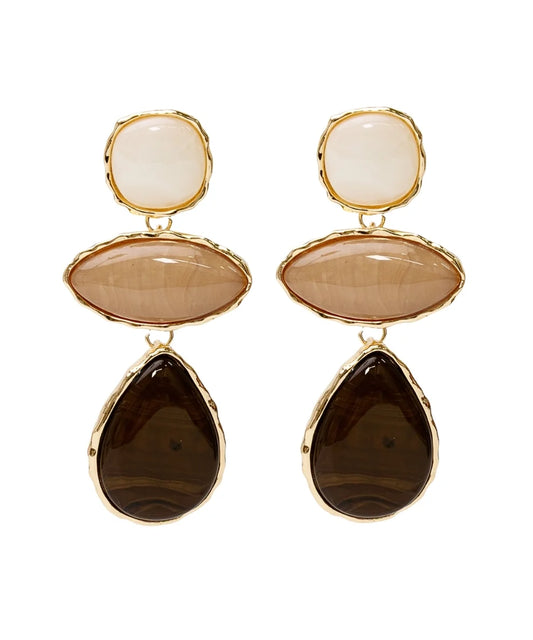 Linear Stone Earrings-IVORY