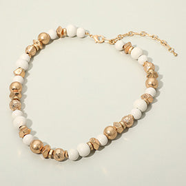 Metallic Accent Chunky Beaded Statement Necklace