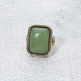 Vintage Inspired Rectangular Stone Accent Statement Ring