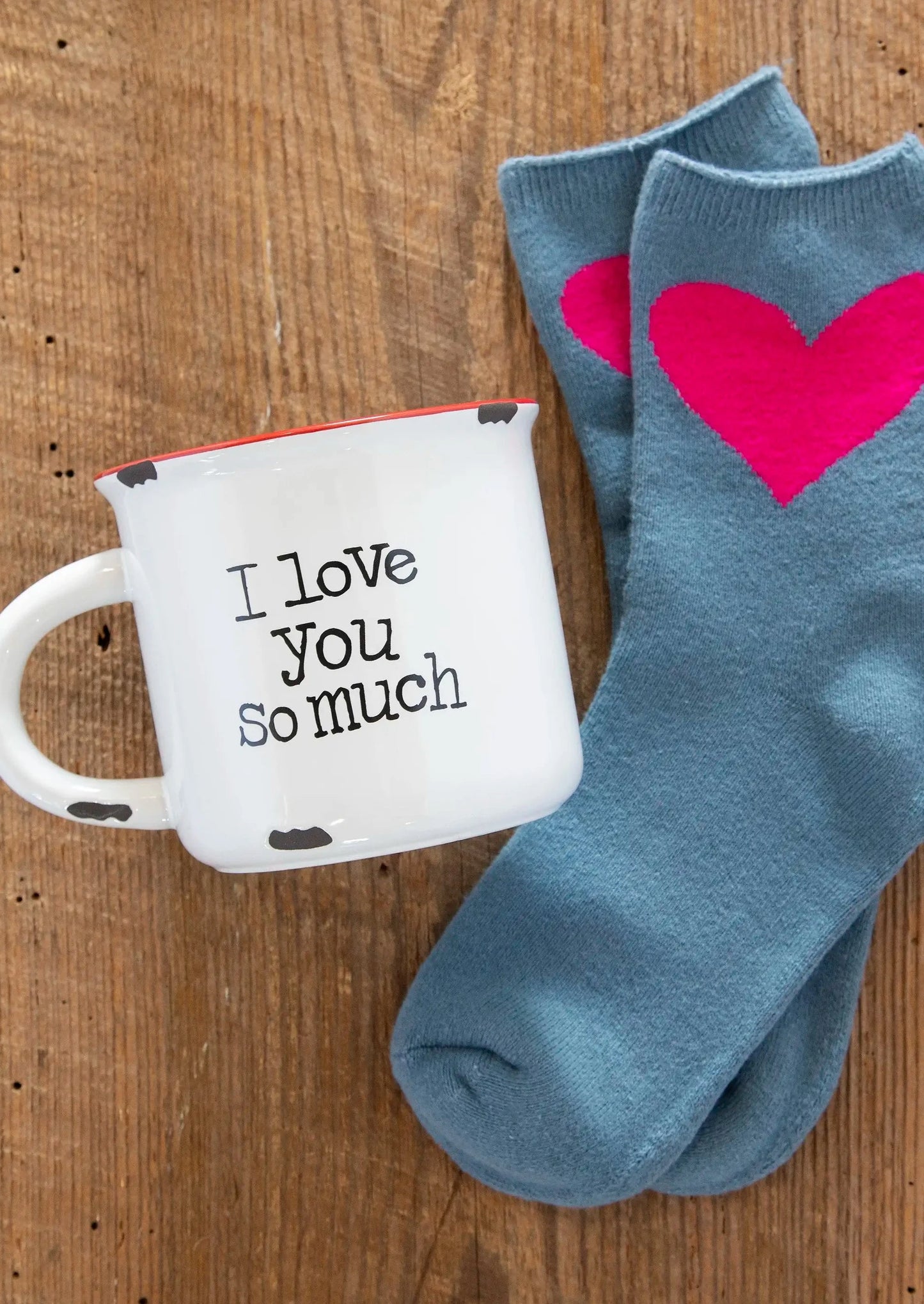 CAMP MUG & SOCKS SET-WHT I LOVE