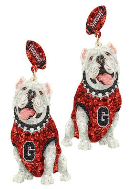 GLITTER G UNIFORM BULLDOG EARRINGS