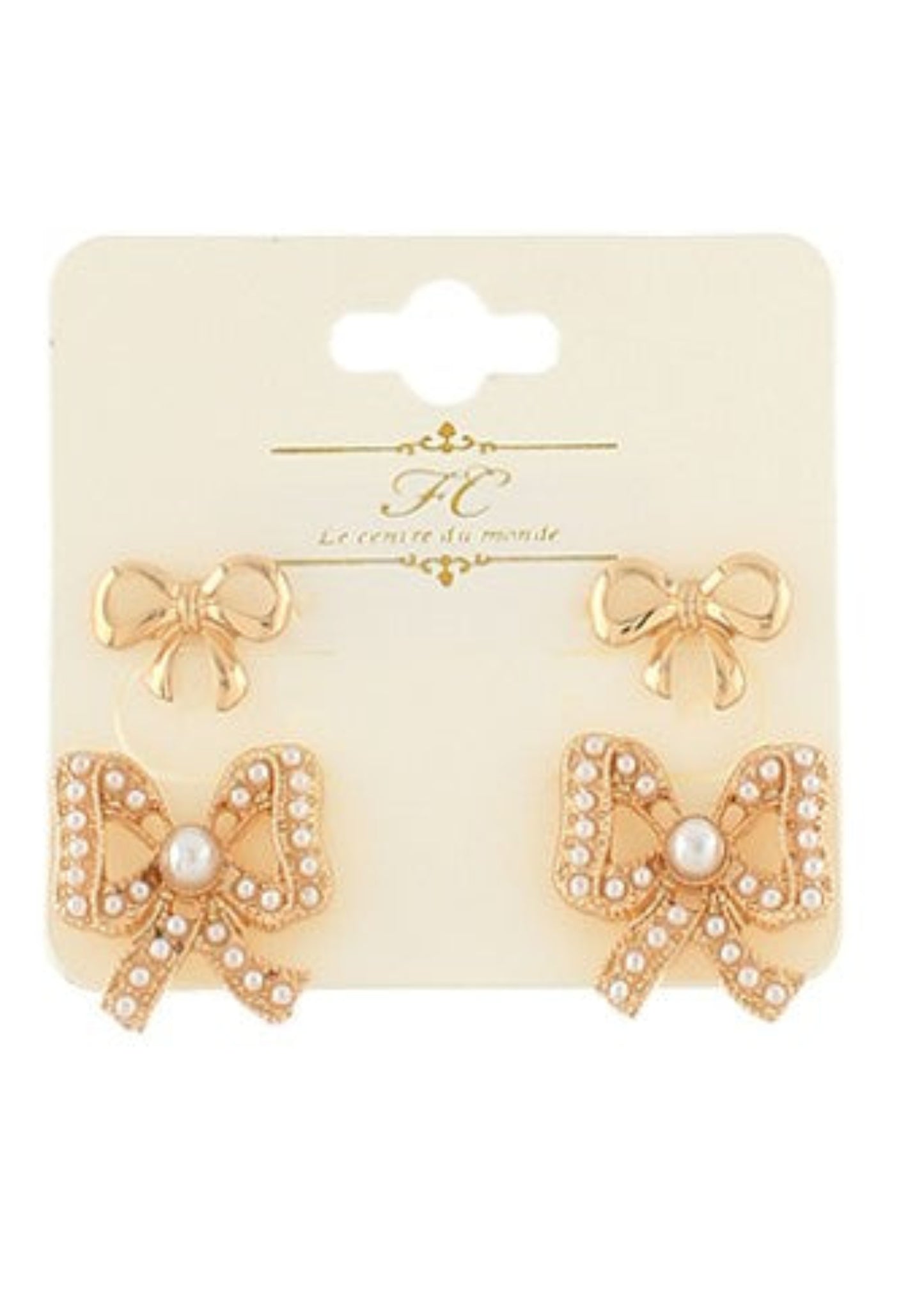 BOW TIE 2 PAIR EARRINGS SET