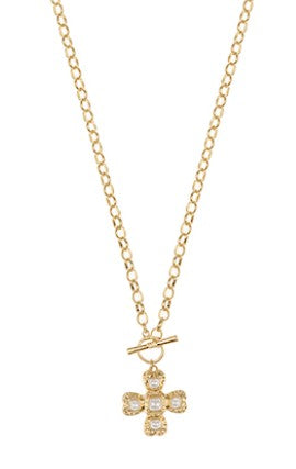 VINTAGE CREAM PEARL CROSS NECKLACE