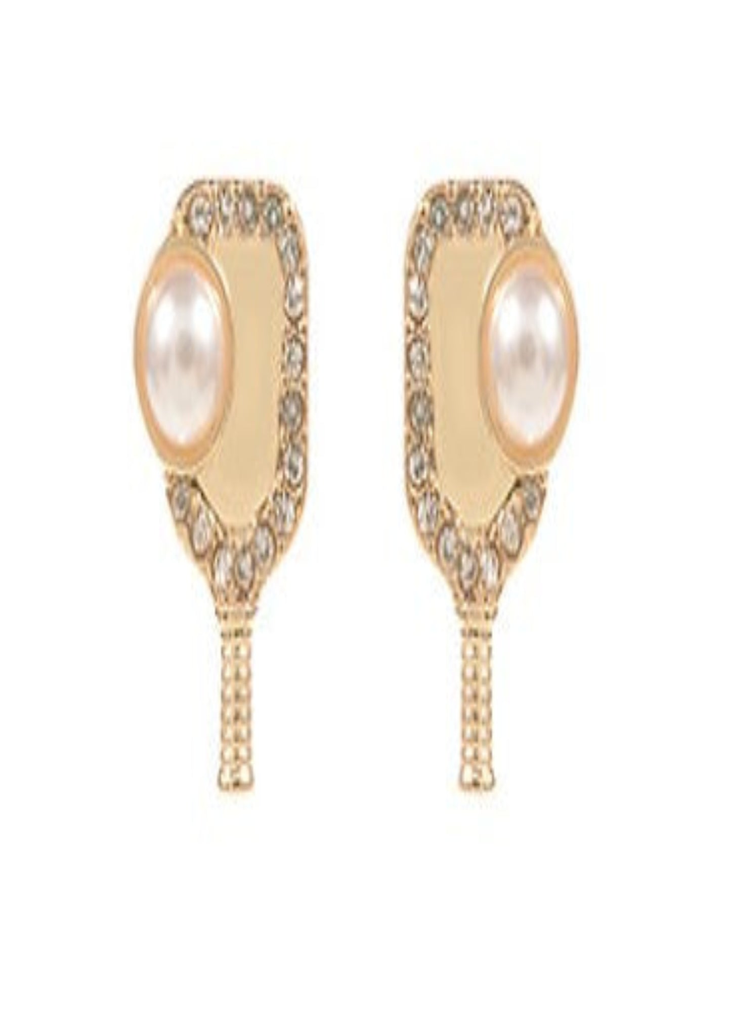 PICKLEBALL SHAPED CRYSTAL & PEARL EARRINGS