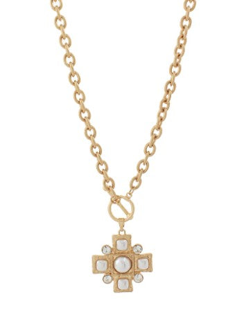 BYZANTINE CROSS SHAPE/PEARL NECKLACE